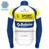 Set Fietsshirt Lange Mouw + Lange Koersbroek 2022 Sport Vlaanderen-Baloise Winter Thermal Fleece Geel Blauw Wit
